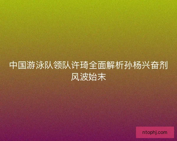 中国游泳队领队许琦全面解析孙杨兴奋剂风波始末